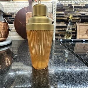 Beekman 1802 Gold and Amber Ribbed Cocktail Shaker